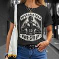 Never Back Down Never Give Up Boxing Graphic Maglietta Regalos para ella