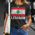 Bandiera Libanese Del Libano Distressed Uomini Donne Bambini Maglietta Regalos para ella