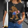 Bigfoot Fireworks 4Th Of July Sasquatch American Flag Us T-Shirt Gifts for Her
