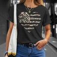 Camo American Flag Heart Camouflage Patriotic Veterans Day T-Shirt Gifts for Her