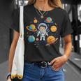 Carino Astronauta Con Pianeti I Bambini Astronauta Maglietta Regalos para ella