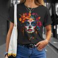 Colourful La Catrina Sugar Skull Woman Dia De Los Muertos T-Shirt Geschenke für Sie