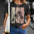 Deacaciones Sunset Palmeras Playa Retro Tropical Beach Sin Mangas Camiseta unisex Regalos para ella
