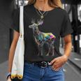 Deer Polygon Opera D'arte Motivo Geometrico Colorato Animale Cervo Maglietta Regalos para ella