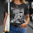 Divertente Gatto Selfie Con Ufo Retrò Gatto Maglietta Regalos para ella
