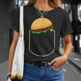 Divertente Hamburger In Tasca Regalo Cheeseburger Pocket Maglietta Regalos para ella