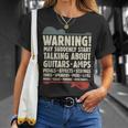 Divertente Regalo Per Chitarrista Warning Guitar Nerd Maglietta Regalos para ella