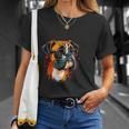 Divertida Cara De Perro Bóxer Con Gafas De Camiseta unisex Regalos para ella