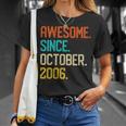 Donna Awesome Since October 2006 Retrointage 14Th Birthday Con Collo A Maglietta Regalos para ella