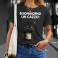 Donna Buongiorno Un Cazzo Ironica Simpatica Divertente Gatto Con Collo A Maglietta Regalos para ella