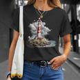 Donna Divertente Faro Casa Luce Con Nuvole Ocean Shore Con Collo A Maglietta Regalos para ella