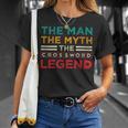 Donna Man Myth The Crossword Legend Puzzle Enigma Cruciverba Con Collo A Maglietta Regalos para ella