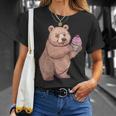 Donna Simpatico Orso Grizzly Con Cupcake Con Collo A Maglietta Regalos para ella