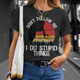 Don't Follow Me I Do Stupid Thingsintage Rock Climbing Maglietta Regalos para ella