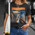 El Gato Grito Parodia Divertido Gatito Arte Pintura Gato Camiseta unisex Regalos para ella