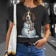 English Springer Spaniel Pupazzo Di Neve Sciarpa Natale Donna Uomo Maglietta Regalos para ella