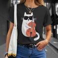 Gato Gracioso Con Gafas De Sol De Músico Contrabajo Camiseta unisex Regalos para ella