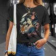 Geisha Japonesa Y Tigre Con El Monte Fuji Y La Pagoda En Camiseta unisex Regalos para ella