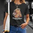 Happybara Happy Capybara Divertente Gioco Di Parole Per Amanti Del Caffè E Delle Ciambelle Maglia A Manica Maglietta Regalos para ella
