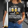 Ich Mag Bier Und Wrestling Und Mag 3 Leute Wrestler Coach T-Shirt Geschenke für Sie