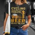 Il Ciclismo Risolve La Maggior Parte Dei Miei Problemi La Birra Risolve Il Resto Maglietta Regalos para ella