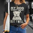 Il Mio Cane Non Combatte Ma Ioolontà Pibble Pitbull Pit Bull Maglietta Regalos para ella