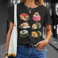 Kawaii Pug Sushi Giapponese Maglietta Regalos para ella