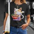 Kawaii Ramen Neko Uomini Donne Bambini Noodle Anime Giapponese Maglietta Regalos para ella