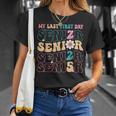 My Last First Day Senior 2025 Back To School Class Groovy T-Shirt Gifts for Her