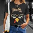 Leopard Print Thanksgiving Turkey Face Glasses Girls T-Shirt Gifts for Her