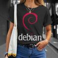 Linux Lover Debian Eslogan Espiral Logo Opensource Os Camiseta unisex Regalos para ella