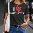 I Love Castelldefels Ciudad En España Con Red Love Heart Camiseta unisex Regalos para ella