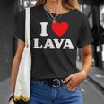 I Love Lava Divertente Hawaii Magmaolcano Flowolcanology Fan Maglietta Regalos para ella