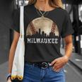 Milwaukee Skyline City Vintage Baseball Lover T-Shirt Gifts for Her