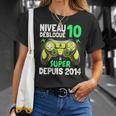 Niveau 10 Débloqué Super Depuis 2014 Anniversaire Gamer T-Shirt Cadeaux pour elle