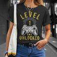 Nivel 1 Desbloqueado Aniversario 1ª Boda Camiseta unisex Regalos para ella