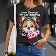 Non Riesco A Sentirti Sto Ascoltando K-Pop Corgi Con Le Cuffie Maglietta Regalos para ella