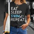 Nuotatore Amante Del Nuoto Eat Sleep Swim Repeat Maglietta Regalos para ella