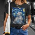 Pittura Notturna Stellata Cane Maltese Maglietta Regalos para ella