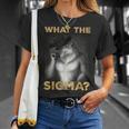 Qual È Il Sigma Divertente Alpha Wolf Meme Moon Maglietta Regalos para ella