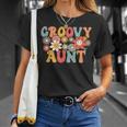 Retro Groovy Aunt 1St Birthday Auntie Matching Family Hippie T-Shirt Gifts for Her