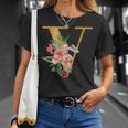 Simpatico Monogramma Iniziale Lettere Colorate Fiori Capitale Maglietta Regalos para ella