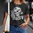 Skeleton Hand Peace Sign Retro Halloween Skeleton Hand Sign T-Shirt Gifts for Her