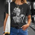 Skeleton Messy Bun Coffee Halloween Coffee Lover Mom T-Shirt Gifts for Her