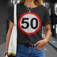 Speed Limit 50 KmH Cartello Stradale Guida Regali Invecchiato Maglietta Regalos para ella