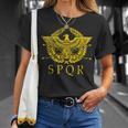 SPQR Distressed Ancient Rome Spqr Logo Oro Maglietta Regalos para ella
