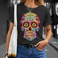 Sugar Skull Dia De Los Muertos Day Dead Calavera Maglietta Regalos para ella