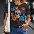 Tête De Mort Mexicaine Dia De Muertos Jour Des Morts Floral T-Shirt Cadeaux pour elle
