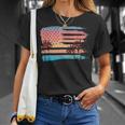 Vintage Tropical Summer-Holiday And Usa Flag Beach Palm Tree T-Shirt Gifts for Her