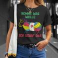 Women's Komme Was Wolle Knitting Crochet T-Shirt Geschenke für Sie